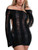 TIC TOC Women Sexy Knitted Long Sleeve Cutout Backless Mini Dress Y2k Hollow Out Bodycon Crochet Dress for Clubbing, Black, S
