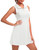 FKEEP Women's Golf Tennis Dress Athletic Workout Dress with Shorts and Pockets (White, XS)