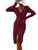 DEEP SELF Women's Casual V Neck Sexy Knit Dresses Long Sleeve Slit Bodycon Midi Sweater Dress for Women Wine Red