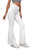 SweatyRocks Women's Casual High Waisted Flare Leg Jeans Raw Hem Bell Bottom Denim Pants White XS