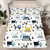 Excavator Boys Fitted Sheet Queen Size Cartoon Construction Tractor Cars Bedding Set for Kids Child Teens Bedroom Watercolor Traffic Graffiti Bed Sheet Set Black White Vehicle Deep Packet Sheet 3pcs