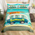 Summer Camping Duvet Cover Twin Size,Cartoon Car Surfboard Sea Beach Comforter Cover Set for Kids Boys Girls,Ocean Wave Surfing Palm Tree Bedding Quilt Cover Set Bedroom Decor, 2 Pieces