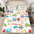 Kids Cartoon Car Fitted Sheet Full Size,Colorful Construction Equipment Vehicles Bed Sheet Excavator Tractor Truck Boys Bedding Set 3Pcs,Hand Drawn Style Car Deep Packet Sheet Teens Room Decor