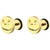 Stainless Steel Gothic Skull Cut Face Coktail Party Halloween Biker Stud Earrings (Gold)