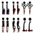 6 Pairs Halloween Knife Earrings for Women Red Bloody Drop Acrylic Simulation Knife Dangle Earrings Horror Halloween Earrings Set(6 Pairs)
