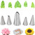 Leaf Piping Tips, 5PCS Dfinego Cake Piping Icing Nozzles Stainless Steel Russian Piping Tips Piping Nozzles Cake Decorating Tips Set, DIY Baking Supplies Cake Decorating Tools