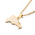 Stainless Steel Dominican Map Flag Pendant Necklace Dominicans Country Map Jewelry (Gold Color 2)