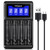 HiQuick 4 Bay AA AAA Battery Charger, USB Input Fast Charging and Independent Charging Slot with Smart LCD Display Battery Charger for 1.2V NiMH NiCD Rechargeable AA/AAA Batteries?USB Cable Included?