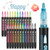 Banral Double Line Outline Markers, 24 Colors Super Squiggles Shimmer Outline Marker Set, Self Outline Metallic Glitter Doodle Drawing Markers Pens for Christmas Greeting Card Making, DIY Art Crafts