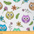Cartoon Owl Fabric by The Yard,Cute Birds Animal Pattern Upholstery Fabric for Chairs Sofa Sewing,Watercolor Flower Plants Waterproof Fabric for Upholstery and Home DIY Projects,1 Yard