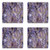 Lunarable Marble Coaster Set of Four, Italian Style Stone Surface in Shady Stylized Renaissance Effects Image, Square Hardboard Gloss Coasters for Drinks, Dark Purple Violet