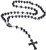 6mm Black Stainless Steel Christian Catholic Religious Rosary Cross Crucifix Pendant Beads Long Chain Necklace
