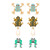 Frog Earrings for Women - 3 Pairs Unique Blue Exaggerated Frog, Green Childish Cute Frog, Vintage Baroque Diamond-Set Frog Earrings | Cute Animal Drop Dangle Jewelry Teen Girls Lovers Aesthetic Gifts