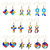 Dreuyet 8 Pairs Autism Awareness Earring Set for Women Girl Creative Multi Color Awareness Jigsaw Autism Puzzle Geometric Earrings Jewelry (8 Pairs Gold Autism Puzzle)