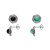 Silvershake 2 Pair Set Created Onyx and Green Turquoise 925 Sterling Silver Celtic Weave Knot Stud Post Earrings