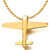 COOLSTEELANDBEYOND Stainless Steel Gold Color Airplane Pendant Necklace for Men Women with 23.6 inches Steel Ball Chain