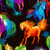 Timeless Treasures Painted Black Horses Tossed Digital Black/Multicolor Premium Quality 100% Cotton Fabric by The Yard.