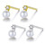 YixNahz Set of 925 Sterling Silver Flower Stud Earrings for Women and Girls, Hypoallergenic Cartilage Piercing Jewelry, Cute Crystal and CZ Small Ear Studs, Perfect Birthdays Gifts (2 pairs pearl CZ stud earring)