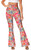 Deerose Womens Boho Hippie Pants Paisley Stretchy Flare Pants Halloween Elastic Waist Bell Bottom L