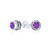 Bali Style Tiny Round Amethyst Gemstone Stud Earrings For Women Oxidized .925 Sterling Silver February Birthstone