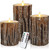AKU TONPA Pine Bark Effect Flameless Candles Battery Operated Pillar Real Wax Flickering Electric LED Candle Sets with Remote Control Cycling 24 Hours Timer, 3" x 4" 5" 6" Pack of 3