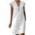 Women Summer Cotton Linen Dress Short Sleeve Lace V Neck Casual Dress Dress Boho Beach Loose Midi Dresses for Women 2023 White
