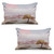 Lunarable Landscape Quilted Pillowcover Set of 2, Romantic Rainy Sunny Day with Windy Mountains Solitude is Bliss Theme, Standard King Size Pillow Cover for Bedroom, 36" x 20", Pink Orange Brown