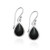 925 Sterling Silver Dangling Teardrop Earrings with Simulated Onyx Inlay