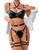 Avidlove Strappy Lingerie Set for Women Sexy 5 Piece Lingerie Garter with Underwire Push Up Bra and Chain, Black,S