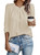 Samefar Womens Tops Dressy Casual Pleated Crew Neck Long Sleeve Shirts for Women Office Work Chiffon Blouses Apricot X-Large