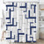 BTTN Extra Long Fabric Shower Curtain, 72x84 Inches Long Geometric Cloth Shower Curtain Set with 12 Plastic Hooks, Tall Modern Unique Water-Repellent Polyester Shower Curtains for Bathroom, Navy Blue