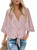 V Neck Blouses for Women Business Casual 3/4 Sleeve Flowy Dressy Tunic Tops Work Shirts