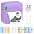 Zeacool Mini Sticker Printer,Mini Pocket Thermal Printer with 11 Rolls Paper,Bluetooth Inkless Printer Compatible with Android & iOS,Portable Receipt Printer for Photo,Journal,Memo,Travel,Purple