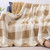 Panku Plaid Sherpa Throw Blanket with Solid Plush Reverse, Reversible Soft Fleece Blanket for Couch and Bed, Cozy and Warm Fuzzy Queen Size Blanket, Camel Plaid, 86x90 Inches