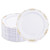 I00000 60pcs White and Gold Plastic Plates - 7.5inch Disposable Gold Salad/Dessert Plates - White Plastic Plates with Gold Rim - Cake Plates Premium Hard Plastic Appetizer Plates for Wedding & Party
