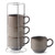 Hasense Porcealin Coffee Mugs, Stackable Coffee Cups Set of 4 with Stand - 15 oz Large Ceramic Ribbed Latte Cup Set for Cappuccino, Tea, Hot Cocoa, Drinks - Dishwasher & Microwave Safe, Brown