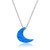 Sterling Silver Rhodium Created Blue Opal Moon 16"+2" Necklace