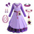 RUXlNRUA Wish Asha Girls Costume Princess Dress,3-13 Years Kids' Movie Double Layer Purple Cosplay Outfit with Accessory Sets (10-11 years)