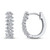 BERRICLE Sterling Silver Oval Cubic Zirconia CZ Double Row Medium Fashion Hoop Huggie Earrings for Women, Rhodium Plated 0.6"