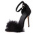 YIBLBOX Women's Fluffy Feather Open Toe Ankle Strap Strappy Sandal Wedding Dress High Heel Shoes