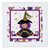 3dRose Cute Halloween Witch with Cauldron and Purple Hair - Quilt Squares (qs-369180-10)