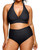 Yonique Womens Two Piece Plus Size Halter Bikini Swimsuits High Waisted Swimwear Tummy Control Bathing Suits Black 18Plus