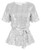 GRACE KARIN Women's Puff Sleeve Ruffle Hem Sparkle Shimmer V-Neck Sequin Blouse Sliver White XL