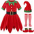 Sersllta Elf Costume for Girls Kids Christmas Elf Santa's Dress Outfit (5-6 Years)