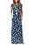 AUSELILY Women Short Sleeve Loose Plain Casual Long Maxi Dresses with Pockets(XL,Navy Flower)