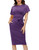 JASAMBAC Business Dresses for Women Plus Size Office Work Casual Church Sheath Pencil Dress Purple