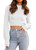 Womens Sexy Cropped Sweaters Pullover Long Sleeve Ribbed Knit Crop Jumper Tops White