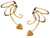 Small Heart Pair Non-pierced Wave Ear Cuff Earring Wrap Clips Gold On 925 Sterling