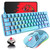 60% Wired Mechanical Gaming Keyboard, Rainbow LED Backlit Compact Mechanical Keyboard, Linear Red Switches, TKL Wired Keyboard, RGB Mouse 6400 DPI, Programmable for PC Gamers and Office Typists (Blue)