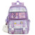 AoMoon Cute Backpack for Girls Kawaii Backpack Functional Bookbag Plaid Daypack Aesthetic Backpack for School with Cute Accessories (Purple)